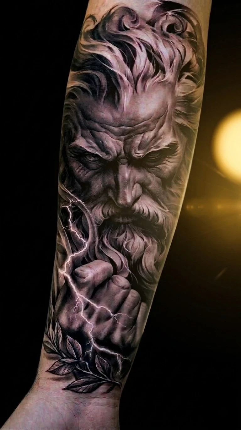 Zeus, Greek mythology, black & grey realism