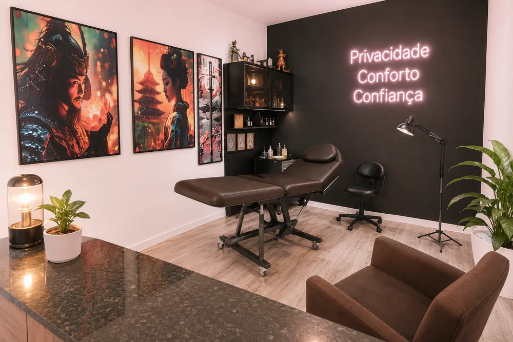 Ambiente privativo para reconstrução de aréola no Carlos Tattoo BH, em Belo Horizonte