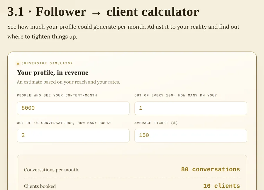 The Grid That Sells: follower to client calculator