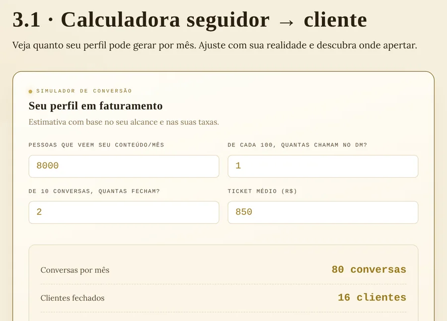 Instagram que Vende: calculadora de seguidores para clientes de tatuagem