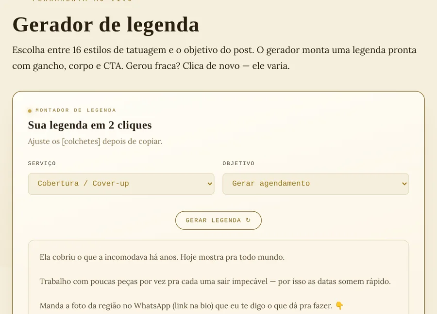 Pack de Templates: gerador de legenda para posts de tatuagem