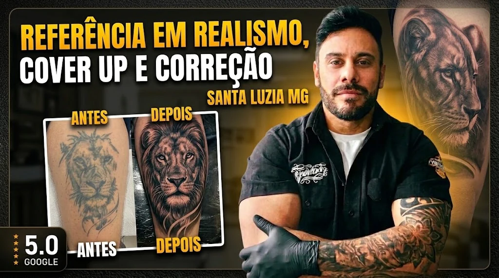Tatuagem em Santa Luzia MG — Carlos Tattoo BH, realismo e cover up
